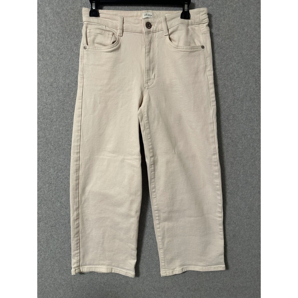 J. Jill Full-Leg Crop Jeans Womens 6 Cream High-Rise Wide-Leg New